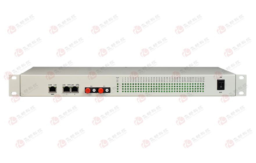 飛暢科技-19英寸機(jī)架式 128路開(kāi)關(guān)量（帶LED指示） 光端機(jī)