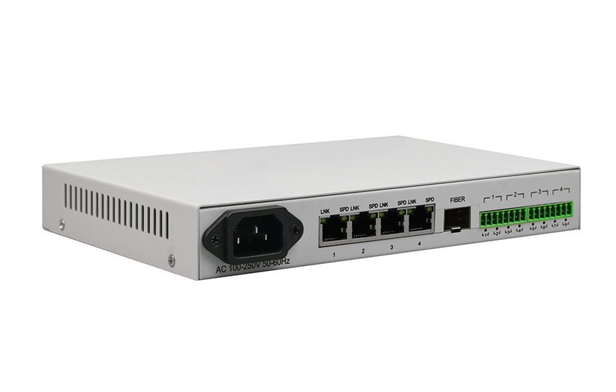 飛暢科技-4路千兆網絡+4路串口/8路開關量 光